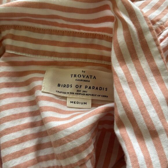 Trovata Birds of Paradise Cotton Creamsicle Striped Button Down ShirtDress M - Picture 4 of 5